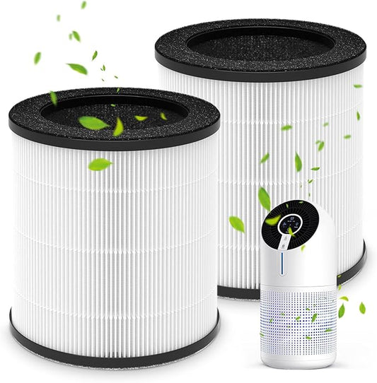 M02 Replacement Filter Only Compatible with MOOKA M02 Air Purifier, 3-in-1 Pre-Filter, HEPA, High-Efficiency Activated Carbon Filter Filtration System, 2 Pack