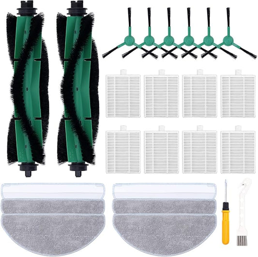 Y0140 Replacement Parts Pack for iRobot Roomba Combo Essential Series Q011, Y0110, Q0120, Y0140 Robot Vacuum Cleaner, 2 Roller Brush, 8 Hepa Filters, 6 Side Brushes, 6 Mop Pads (22 Pcs/Pack)