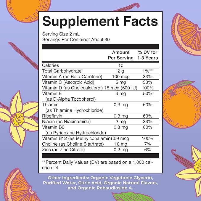 MaryRuth Organics Kids Multivitamin for Toddlers | USDA Organic | Toddler Vitamins Liquid Drops for Kids Ages 1-3 | Toddler Immune Support & Overall Wellness | Vegan | Non-GMO | Gluten Free | 2 Fl Oz