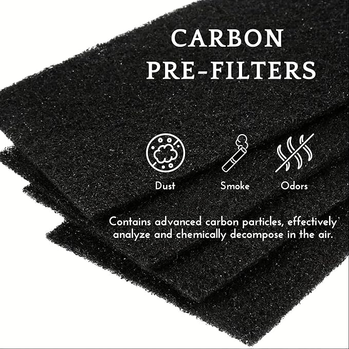 Nispira AER1 Filter Replacement for Holmes Air Purifier Smoke Grabber HAPF30AS-U4R HAPF30AT Odors Dust VOCs Remover 1.2 x 10 x 4.6 Inches, 4 Packs. (HEPA + Carbon)