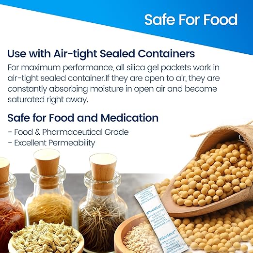 200Pcs 5g Desiccant Packs, Premium Silica Gel Packets, Food Safe Desiccant for Storage, Moisture Absorbers Pack