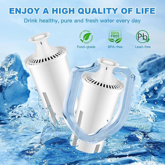 Water Fiter Replacement Fit for Brita Water Filter & Pitchers, Water Pitcher Filter Compatible with Brita Classic, Mavea, Ob03, 107007 35557, Reduce Chlorine and Heavy Metals (6)