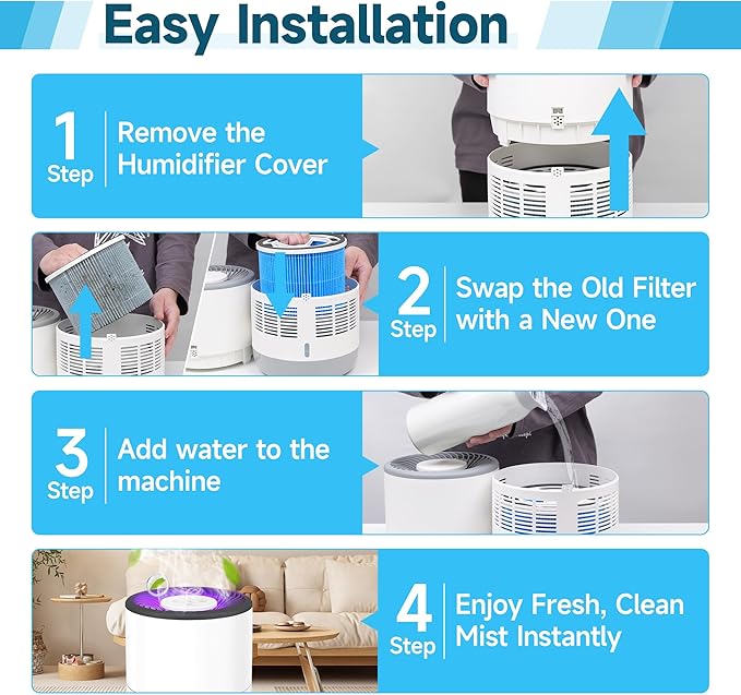 2 Pack PEHUMEVA Replacement Humidifier Filter Compatible with Pure Enrichment MistAire Eva - Mist-Free Evaporative Humidifier (2.8L) (Model: PEHUMEVA)