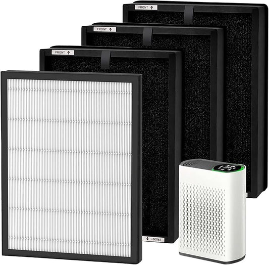 4 Pack HAP602 Replacement Filter for ECOSELF HAP602/HAP602WF Air Purifier, 3-IN-1 Filter Replacement, High-Efficient & Activated Carbon Filter for Home
