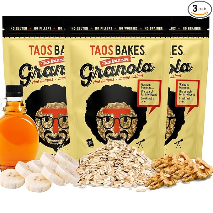 Taos Bakes - Ripe Banana & Maple Walnut Granola - Crunchy Granola Breakfast Snack - Gluten Free, No GMOS, No Fillers - 10 oz (Pack of 3)