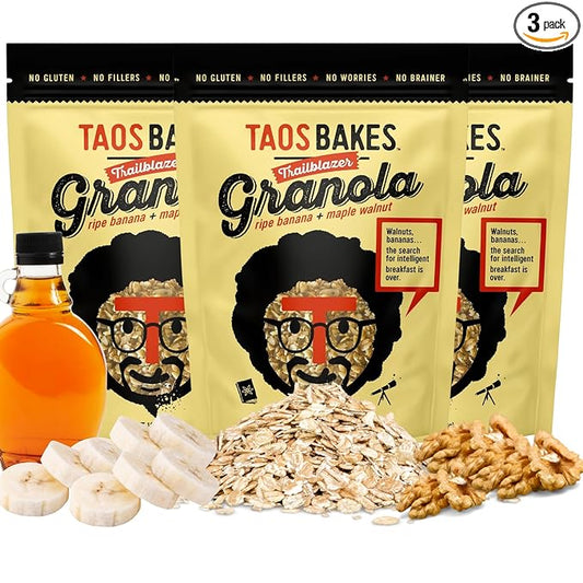 Taos Bakes - Ripe Banana & Maple Walnut Granola - Crunchy Granola Breakfast Snack - Gluten Free, No GMOS, No Fillers - 10 oz (Pack of 3)