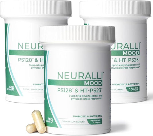Bened Life Neuralli Mood with PS128 for Stress Relief & Recovery via The Gut-Brain Axis (90-Day Supply), Ages 18+ - 3 Bottles (180 Capsules)