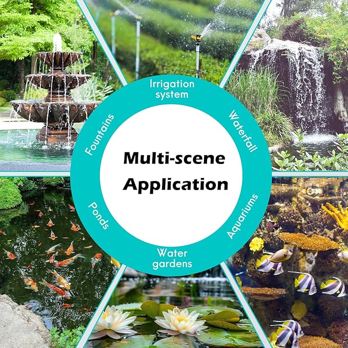 150W 3200 GPH Pond Pump for Outdoor Ponds, Pond Waterfall Pump with 20FT Power Cord, 180° Adjustable Flow Direction & Barrier Bag, Ultra-Quiet Water Fountain Pump, UL Listed