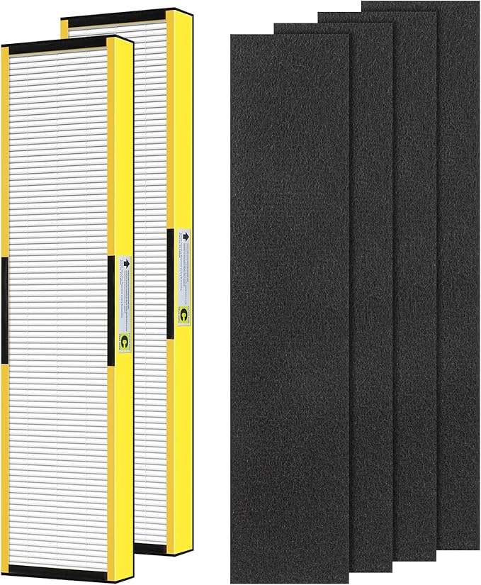 FLT5000 Filter-C True HEPA Replacement Filter for Guardian AC5000E AC5000 Air Purifier Compatible with AC5250PT, AC5350B, AC5350W, AC5350BCA, AC5300B Air Cleaner, 2 Pack HEPA + 4 Pre-Filters