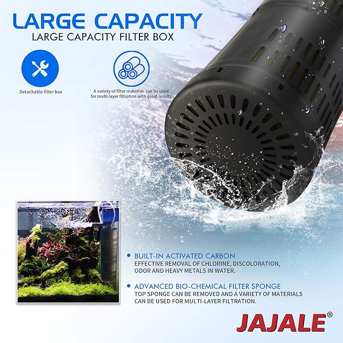 210 GPH Internal Filter Submersible Pump - 3 in 1 Aquarium Fish Tank Pump with Oxygenation, Filtration & Water Cycling, 3.3 ft max lift, 15W - 5 Pack