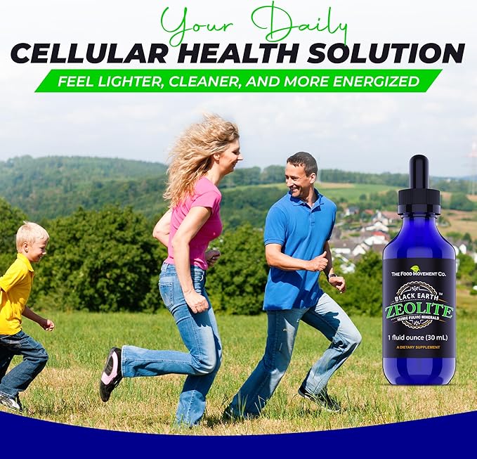 Black Earth Zeolite with Humic Fulvic Acids Trace Minerals for Adults and Kids for Detox, Gut Health and Immune Support - 1oz Liquid Drops Supplement