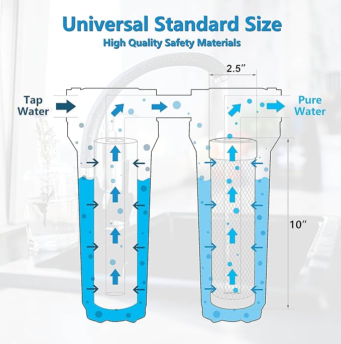 External RV Dual Replacement Water Filters - 10" x 2.5" 1 Micron PP Sediment Filter and Activated Carbon Block Water Filter - Replacement Cartridges