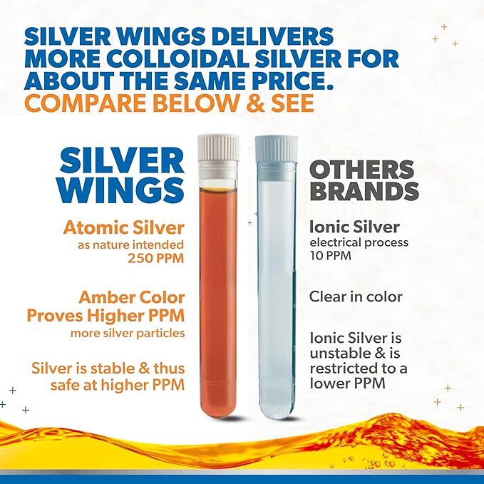 Natural Path Silver Wings Colloidal Silver Liquid - Enhanced Immune Support Supplement - 250ppm (1250mcg) - 8oz