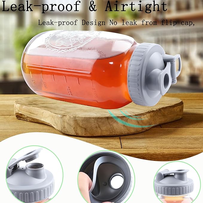 Glass Mason Jar Pitcher With Lid 64 Oz Wide Mouth Sun Tea Jar Half Gallon Cold Hot Water Pitcher 2 Quart Brew Coffee Jug Carafe For Fridge,Lemonade, Beverage,Milk,Juice Container 2 Set