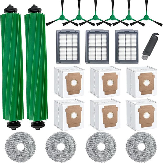 22 Pcs Replacement Parts for iRbot Roomba Plus 405 Combo/505 Combo Robot Vacuum Accessories Kit, Includes 2 Roller Brush,3 HEPA Filters, 4 Mop Pads, 6 Side Brush, 6 Dust Bags