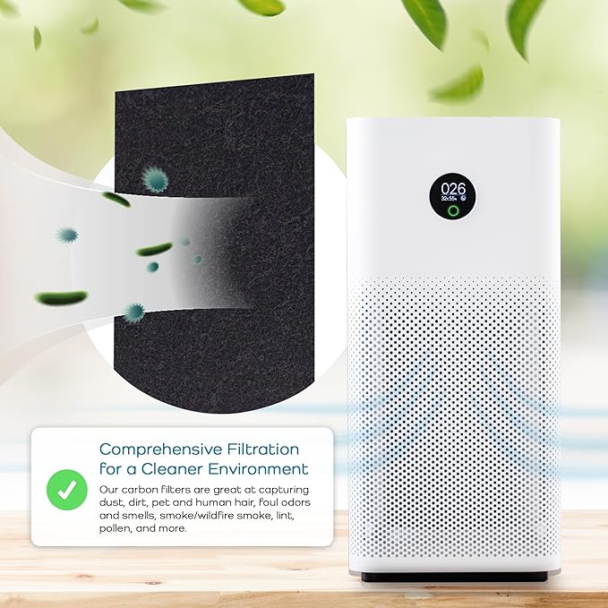 Breathe Naturally Universal Cut To Fit Carbon Activated Air Filter - Replacement Charcoal Filters - Pre Filter Carbon Sheet for Air Purifier, Vent Filters & More - Made in USA (Pack of 1, 8x48)