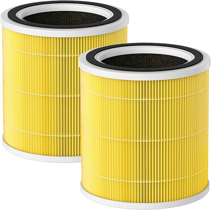 2 Pack AC400 Air Filter Replacement for Purivortex AC400 Air Purifier, H13 Pet Care Filter Replacement, Yellow
