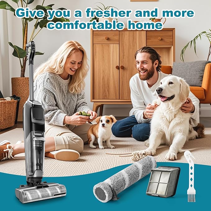 3930F 3933 3930 Brush Roll Filter Replacement Kit for Bissell CrossWave OmniForce Edge Cordless Multi-Surface Hard Floor Cleaner Wet Dry Vacuum, 3 HEPA Filters, 3 ZeroGap Brush Roll, 1640897, 1640066