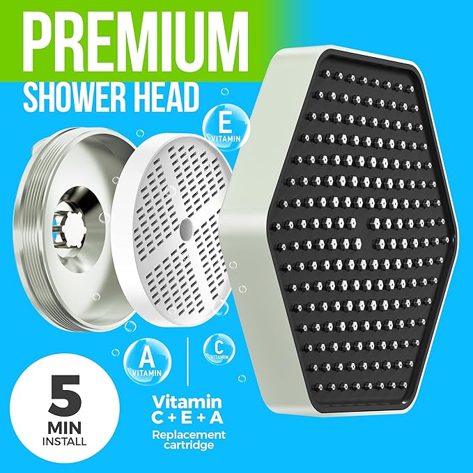 AquaHomeGroup Luxury Shower Head with Filters - 20 Stage Hard Water Filter Showerhead to Remove Toxic Chemicals, Chlorine, Fluoride - Water Softener Shower Head with Vitamin C E A (Brushed Nickel)