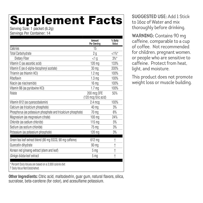 FAST BOOST Energy & Hydration Drink Mix - Orange | Sugar Free Electrolyte Powder Packets with Antioxidants, Green Tea Extract, B Vitamins, Vitamin C & E | 14 Stick Packs