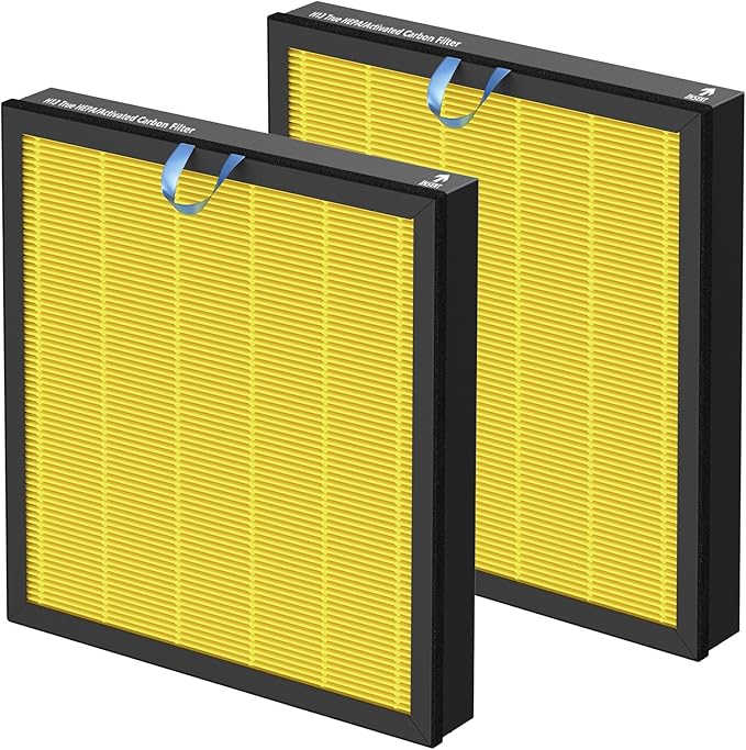 Vital 100S Pet Care Replacement Filter Compatible with LEVOIT Vital 100S Air Purifier, 3-in-1 HEPA Activated Carbon Vital 100S-P Filter, Vital 100S-RF-PA (LRF-V102-YUS), 2 Pack, Yellow