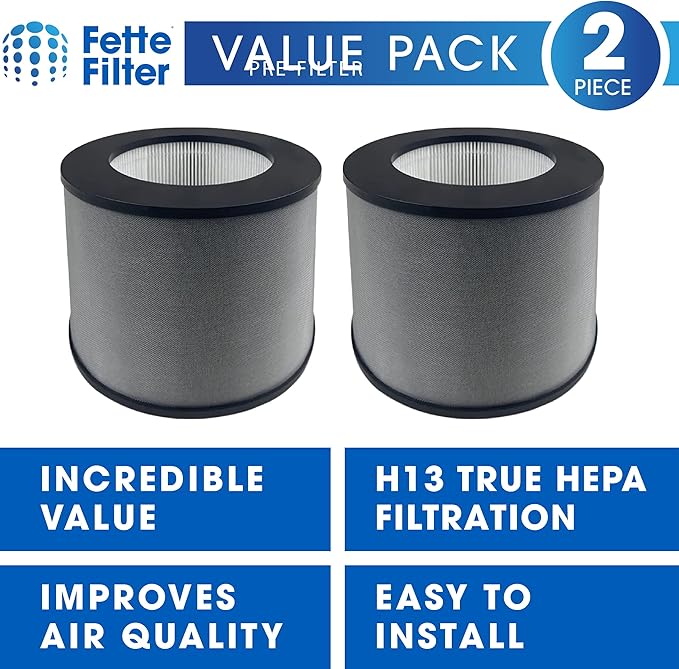 Fette Filter - HSE600 Replacement H13 True HEPA Filter Compatible with HARMONY 600 for Air Purifier Model HSE600 4-stage filtration system. Includes 2 Replacement Filter.