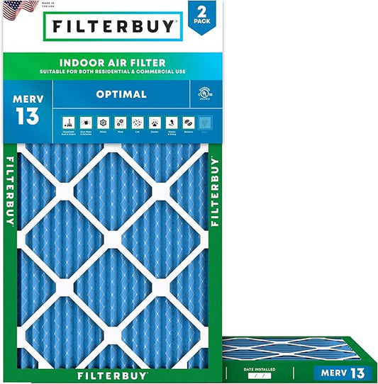 Filterbuy 8x30x1 Air Filter MERV 13 (MPR 1900) Health Defense Replacement (2-Pack), Electrostatic Pleated HVAC AC Furnace Filters, Made in USA (Actual Size: 7.50 x 29.50 x 0.75)