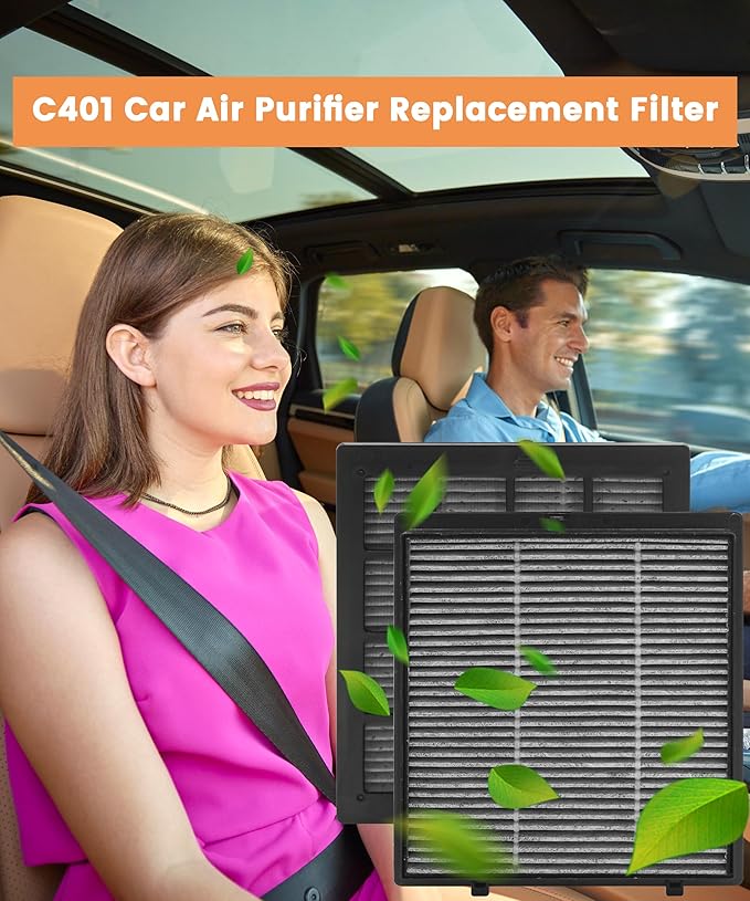2 Pack C401 Replacement Filter Compatible with LUFTRUM Air Purifier C401a Car, With Main Filter and Activated Carbon Filters