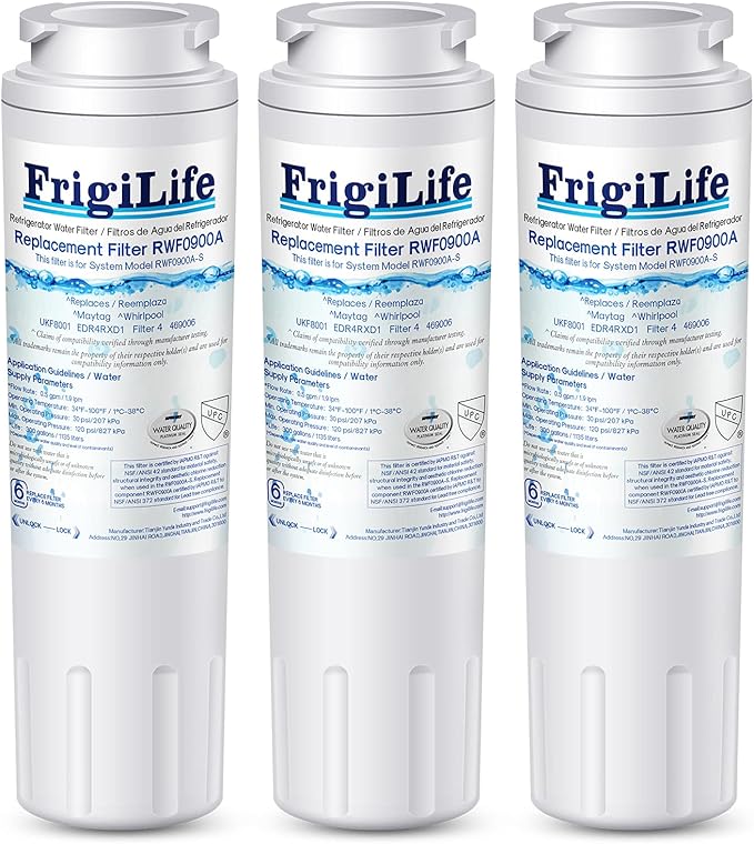 UKF8001 Replacement for EveryDrop Filter 4, Everydrop EDR4RXD1, Maytag UKF8001AXX-200, UKF8001P, Whirlpool 4396395, 469006, FMM-2 MPF15090 WF-UKF8001, SGF-M9 Refrigerator Water Filter, 3PACK