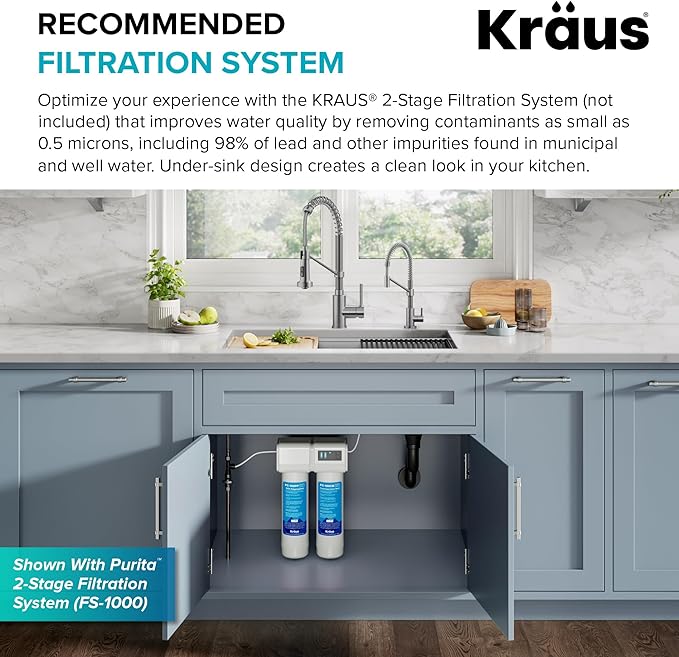 KRAUS Bolden Single Handle Drinking Water Filter Faucet for Reverse Osmosis or Water Filtration System in Spot-Free Stainless Steel, FF-104SFS
