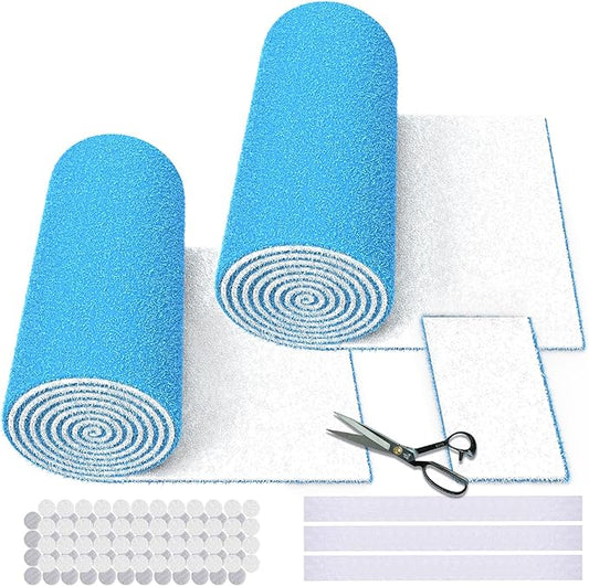 2PCS 12 x 120" Air Vent Filters, Cut-to-Size MERV 8 Filter Material, Triple Layer HVAC Furnace Vent Filters for Home, Floor, Ceiling, Grilles - Includes 48PCS Adhesive Hook Tape.