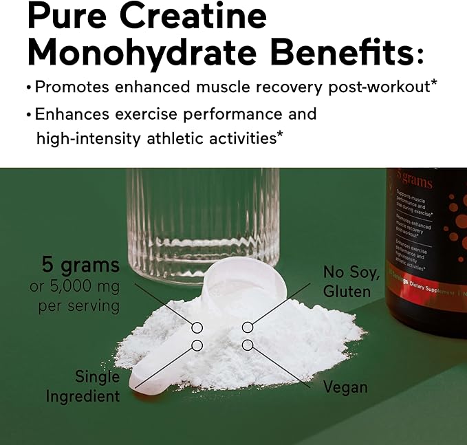 SMARTERNUTRITION Creatine Monohydrate Powder, 5000mg (5g) Per Serving - Creatine Powder for Women & Men, Unflavored, Pre-Workout & Post Workout Support for Muscle Mass & Hydration [180 Servings]