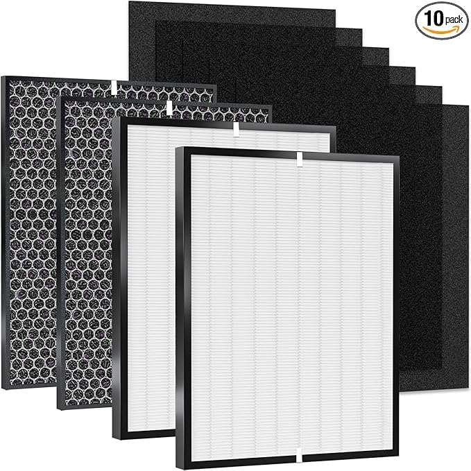 10-Pack Amboseli Replacement Filters Compatible AD3000 Air Purifi-er, 3000,3000M, 3000Pro Air Purifi-er,2 air filter, 2 Activated Carbn and 6 Extra Carbn Pre-Filters