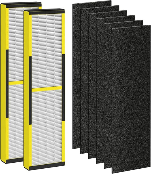 FLT4825 Replacement Filter B Fit for Germ Guardian Air Purifier, ac4825e Replacement Filter Fit for ac4825 AC4825 AC4300 AC4900 AC4825DLX AC4850 CDAP4500 AP2200, 2 True HEPA + 6 Carbon Filters