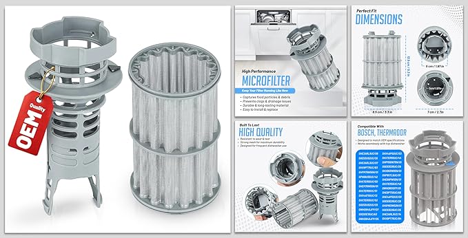 New Upgraded 00645038 645038 Micro Filter Dishwasher Drain Filter Compatible with Bosch Thermador Kenmore Dishwasher filter, Part Replaces AP4339631, 00651097, 1560725, 651097, AH3479708, EA3479708