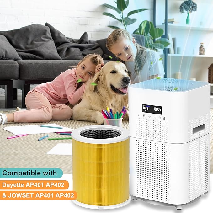 2-Pack AP401 Pets Allergy Replacement Air Filter, Compatible with Dayette AP401 AP402 Air Purifier and JOWSET AP402 AP403 Air Purifier, Designed for Pets Odors