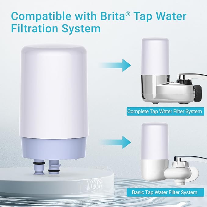 AQUA CREST Alkaline Faucet Water Filter, Replacement for Brita® Filter, Increase PH, Brita® Filter Replacement, 36311 On Tap Water Filtration System, FR-200, FF-100, 3 Packs