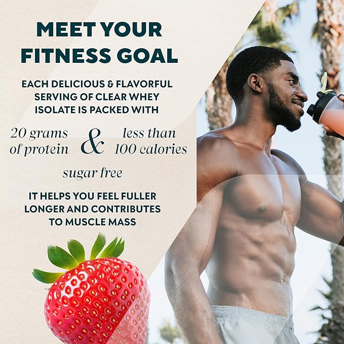 Myprotein Clear Whey Isolate Protein Powder, 1.1 Lb (20 Servings) Strawberry, 20g Protein per Serving, Naturally Flavored Drink Mix, Daily Protein Intake for Superior Performance