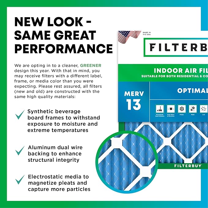 Filterbuy 15x20x1 Air Filter MERV 13 (MPR 1900) Health Defense Replacement (3-Pack), Electrostatic Pleated HVAC AC Furnace Filters, Made in USA (Actual Size: 14.50 x 19.50 x 0.75)