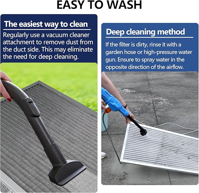 24x24x1 Electrostatic Air Filter, Washable & Reusable Aluminum AC/HVAC Furnace Filter, MERV 8 Permanent Air Filter, Lasts a Lifetime, Increases Airflow（Actual Size:23.39"x23.39"x0.82"）