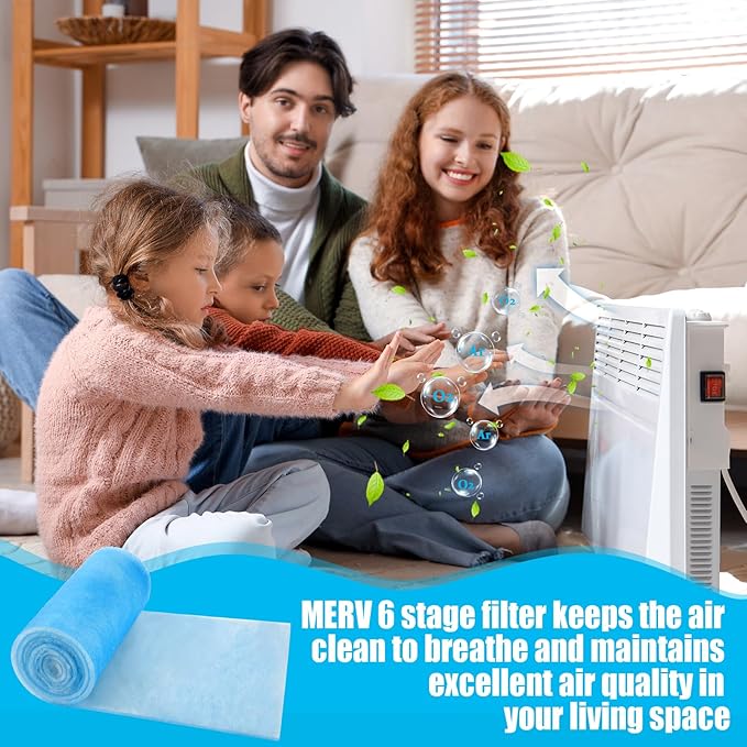 Frienda 20 x 118 Inch Merv 6 Reusable Air Vent Filter Cut to Size Electrostatic Floor Vent Filter with Adhesive Hook Tape Washable Replacement Compatible with Most Air Conditioning Furnace HVAC