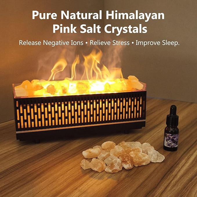 Essential Oil Diffuser for Home 200ML, Himalayan Salt Lamp Diffuser Aromatherapy Diffuser with Ultrasonic Humidifier 7 LED Colors 2 Timing Modes Auto Off Diffuser for Spa,Yoga,Office