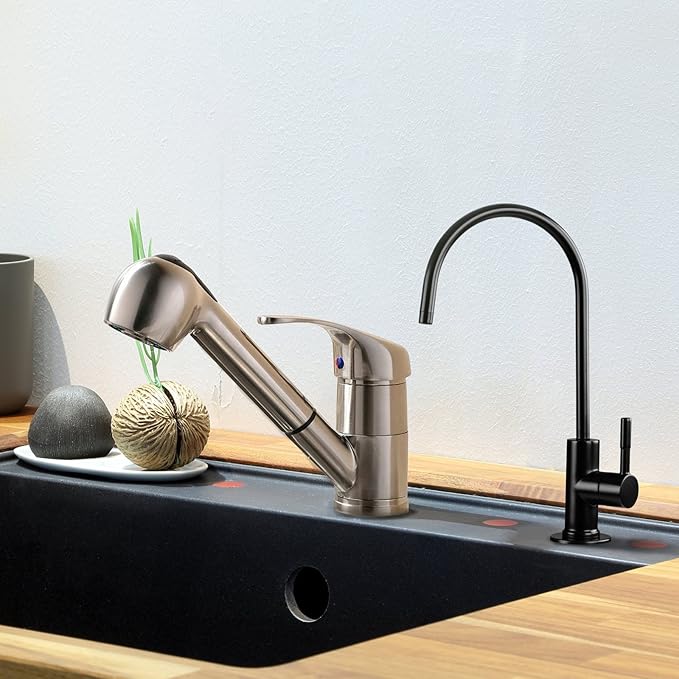 iSpring GA1-ORB Lead-Free Reverse Osmosis, Kitchen Bar Sink RO Drinking Water Faucet, Contemporary Style, High Spout, Oil Rubbed Black - 1/4"