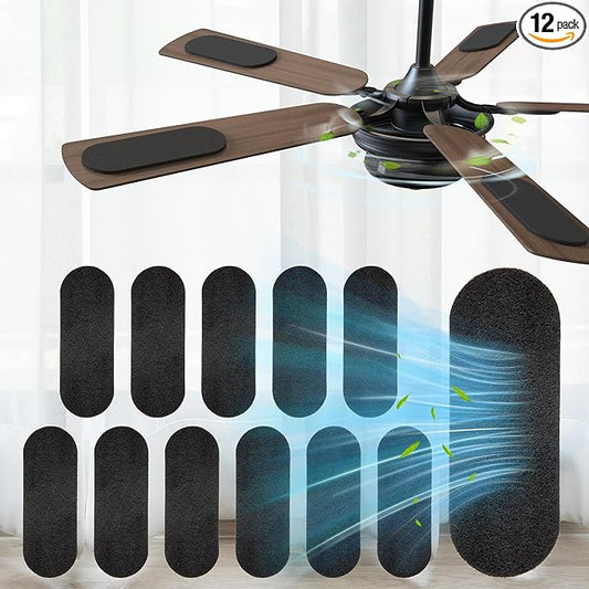 HOMAR 12 pack Ceiling Fan Filters for Blades Activated Coconut Shell Carbon Ceiling Fan Air Filters for Household Contaminants Easy-Stick & Universal Fit Fan Air Purifier Pads