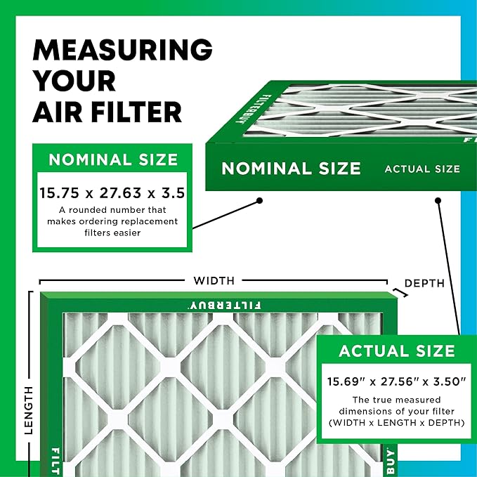 Filterbuy 15.75x27.63x3.50 Air Filter MERV 11 (MPR 1200) Allergen Defense Replacement (3-Pack), Pleated HVAC AC Furnace Filters for Aprilaire Space-Gard 104/2140 (Actual Size: 15.69 x 27.56 x 3.50)
