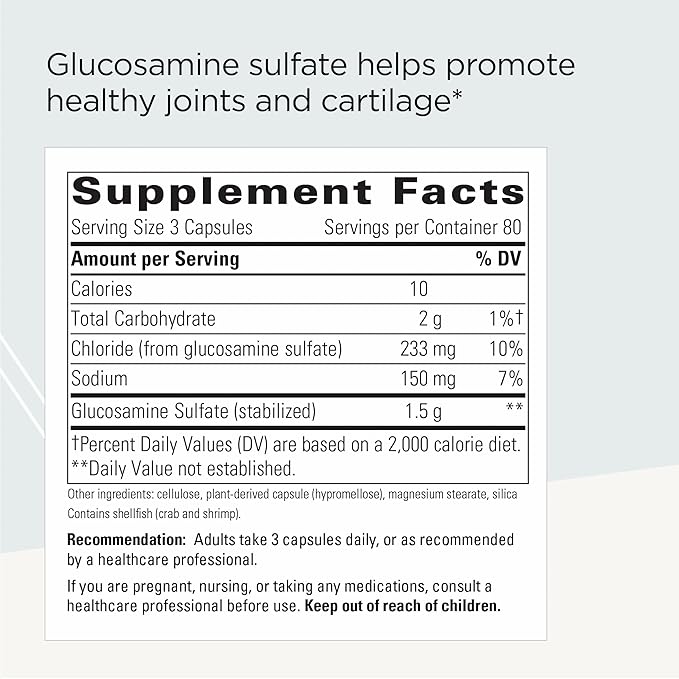 Integrative Therapeutics Glucosamine Sulfate - Cartilage Support Supplement* - Building Block of Cartilage - Gluten-Free & Dairy-Free - 240 Capsules (80 Servings)