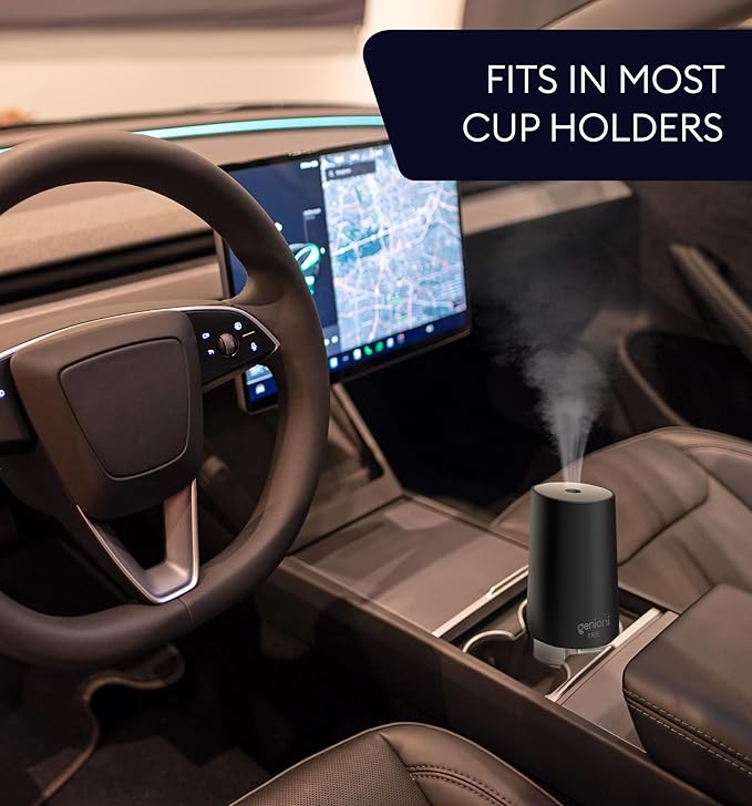 GENIANI Portable Small Cool Mist Humidifier – USB Powered (Not Rechargeable), Compact Desktop Humidifier for Plants, Office, Baby Room – Auto Shut Off & Night Light – Black, 0.25L