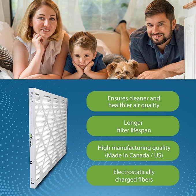 Furnace Filter 16x25x1 (Actual Size: 15.50" x 24.50" x 0.75") | Replacement for Pleated HVAC AC Furnace Air Filters | MERV 8 | Pack of 12