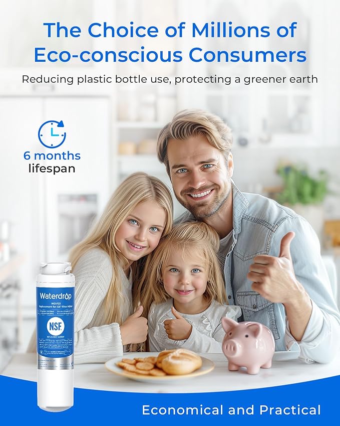 Waterdrop MSWF Refrigerator Water Filter, Replacement for GE® MSWF, 101820A, 101821B, RWF1500A, NSF 42&372 Certified, Pack of 3 (Package May Vary)