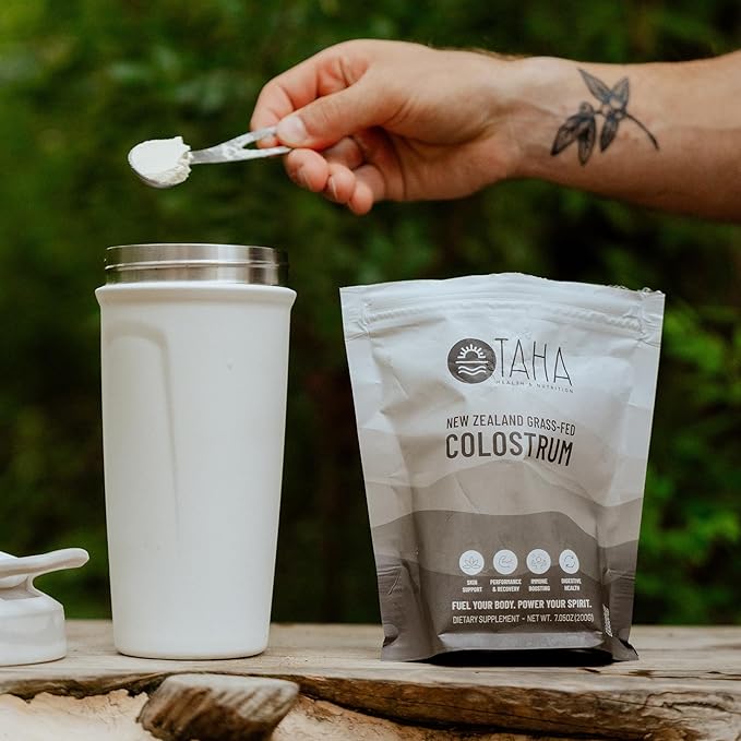 Taha Health & Nutrition Bovine Colostrum, Natural, Undiluted, First Milk | Supports Immune & Gut Health | Non-GMO, Grass-Fed, Free-Range New Zealand Dairy, 7.05 OZ (200g), ~133 Servings